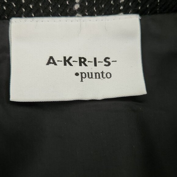 Akris Punto front pattern black textured wool midi skirt Sz 4 - Picture 10 of 12
